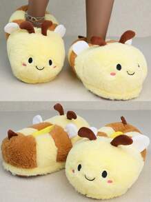 Novelty Gift Women's Slippers Cute Bee Animal Slippers Fun Slippers Novelty And Comfortable Bumblebee Slippers Plush Slippers Soft Winter Warm Slippers Home Shoes - Yellow Brown - View 12