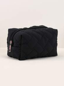 1pc Solid Colour Basic Style Cosmetic Bag,Large Capacity Basic Style Makeup Bag,Stylish And Portable Holds Lipstick, Toiletries, Coins, Keys, Etc,Travel Cosmetic Bag For Women
