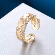 1 pulseira aberta de zircônia cúbica incrustada, elegante e versátil