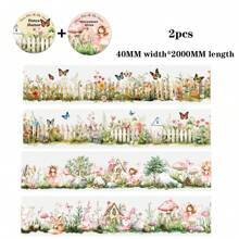 1 Roll Of 4CM Wide * 2M Long Two Styles Of Stickers Forest Animal Flower Garden Fence Mushroom Handbook Tape Stickers Aesthetic Stickers For Scrapbook Journaling Water Bottles Laptop, Scrapbooking Supplies Kit, Waterproof Vinyl Bullet Junk Journal Stickers For Adults Back To School