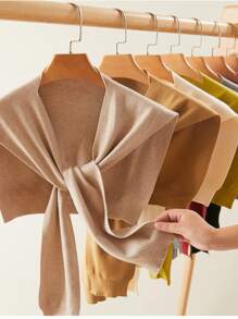 1PC Thin Spring, Summer And Autumn Fashion Air-Conditioned Room Warm Knitted Shawl, High-End Solid Color Knitted Scarf, Sunscreen Scarf, Soft And Glutinous Loose Long-Sleeved Versatile T-Shirt Women's Shoulder Scarf, Suitable For Daily Use. For Dress