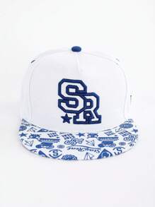 1 件字母与星星休闲街头服饰涤纶印花刺绣防紫外线防风男女通用嘻哈棒球帽，四季皆宜