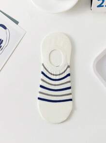 5 Pairs Women's Invisible Socks, Low Vamp Short Socks With Letter & Stripe, Cute Black & White Versatile Breathable Boat Socks, Spring & Summer - Multicolor - View 7