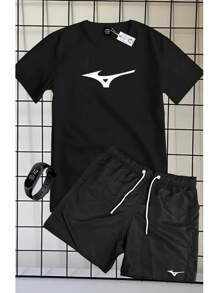 Unmissable Set Of 100% Cotton Short-Sleeved T-Shirt And Tactel Bermuda Shorts With MIZZU TENNIS PRINT + FREE WATCH