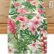 1PC Tropical Table Wheel Palm Leaf Multi Size Table Runner, Summer Flowers Outdoor Dining Table Kitchen Spring Summer Home Party Decoration - stay-05 - View 8