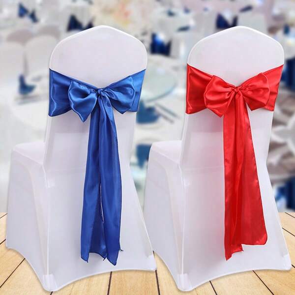 10pcs/20pcs Satin Chair Sash Bowknot, Multicolor Satin Chair Bowknot Decorative Ribbon, Elegant For Wedding Reception Party Decoration