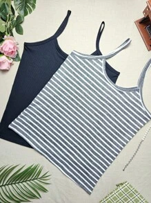 Simple Casual Regata Plus Size G1 Veste 48/50 - G1 Vest KIT2 Black + Striped Gray - View 1