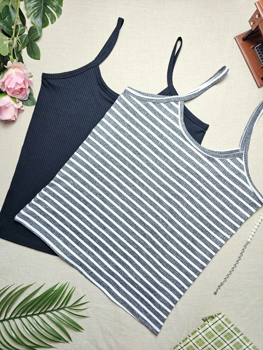 Simple Casual Regata Plus Size G1 Veste 48/50 - G1 Vest KIT2 Black + Striped Gray - View 1