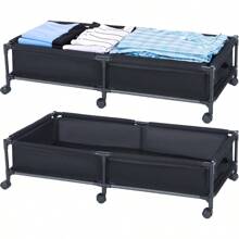 Under Bed Storage With Wheels 2Pack Under Bed Rolling Storage Containers Under Bed Storage Drawer For Shoes Toys Clothes And Blankets - Black1 - View 1