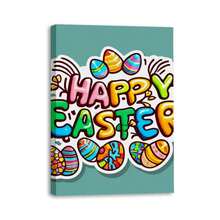 1 Piece Easter Font Pattern Canvas Wall Art Paintings For Living Room - Canvas Framed Print Wall Artworks Bedroom Decoration Office Wall Decor - Multicolor - View 1