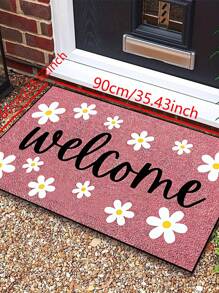 1pc Pink Background Welcome Floral Design Doormat, Minimalist Style Indoor/Outdoor Non-Slip Mat, Washable, Water Absorbing, Quick Drying, Suitable For Kitchen, Dining Room, Hallway, Bathroom, Bedroom, Outdoor, Entryway, Home Decor, Room Decor, All Season Gifts Birthday Graduation Rug Carpet Rugs Door Mat Carpet For Living Room Kitchen Rug Bedroom Decor Blankets And Throws Rugs For Bed Room Bathroom Decor Room Decoration Stuff Living Room Decor Office Decor House Decor Home Decor Living Room Bathroom Rug Room Decor Aesthetic