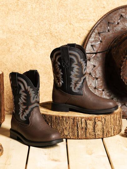 Kids Boys Girls Cowboy Boots Western Square Toe Riding Mid Calf Knee High Boots