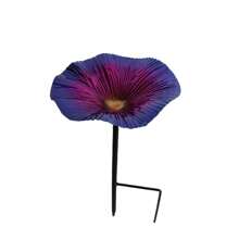 Morning Glory Bird Bath With Stake Metal Purple Flower Bird Feeder Tray Creative Morning Glory Garden Stakes For Outdoors Yard Patio Decor - Màu tím - Xem 3