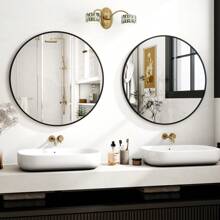 黑色圆形浴室镜，48 英寸圆形镜子，现代圆形壁镜，带简约金属框架，适用于浴室、走廊、客厅，黑色框架、金色框架、银色框架镜子，墙壁装饰，房间装饰，用于房间的镜子，家居装饰，浴室装饰，客厅装饰 - 黑色 - 查看 8