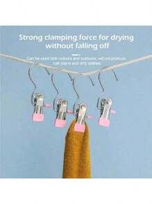 10 Pieces Of Stainless Steel Clothes Clip, Laundry Clothes Nail With Hook, Portable Hanging Clothes Clip, Wardrobe Organizer, Hanger Dress Pants Shoes Jeans Boots Skirt,Beachwear,Spring,Minimalist,Summer Tops