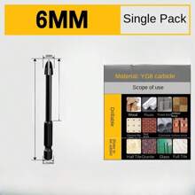 三角钻头 四刃十字黑色 玻璃钻头 硬质合金陶瓷钻头 多功能六角柄玻化砖钻孔工具 适用于：陶瓷、瓷砖、玻璃钻孔 型号：3/4/5/6/8/10/12mm - 彩色 - 查看 11