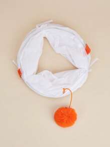 宠物猫隧道带毛绒球，适合猫咪和小型犬 - 白色 - 查看 3