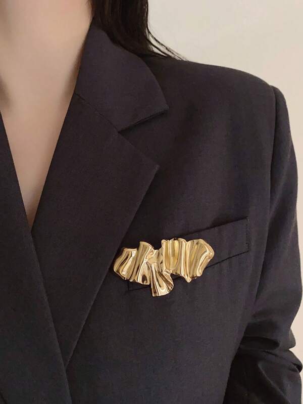 1pc Metal Asymmetrical Unique Design Fashion Brooch, For Women Decorative Suit Jacket Accessory