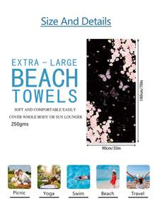 1pc Prachtige Bloemen Stranddeken, Extra Zachte Microvezel Extra Grote Strandhanddoek, Zeer Absorberende Badhanddoek, Geschikt Voor Reizen, Zwembad, Duiken, Surfen, Yoga, Kamperen, Verschillende Maten, Strandaccessoires Zomer, Vakantie