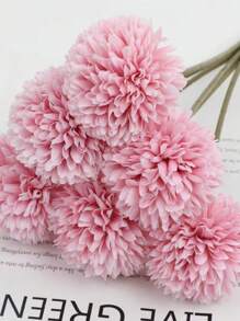 5pcs Artificial Chrysanthemum Ball Flowers Dandelion Hydrangea Arrangement Bouquet Present For Friends Bridal Wedding Bouquet Decor For Home Office House Party Mother's Valentine Day, Decoration Gift