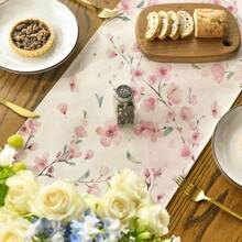 Floral Cherry Blossom Branch Summer Tablecloth, Seasonal Spring Kitchen Dining Table Decor For Home Party