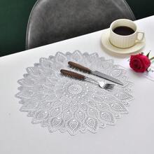 1 件/4 件/6 件/8 件孔雀羽毛激光切割防水圆形餐垫，耐热防滑 PVC 餐桌垫，适用于派对、婚礼、节日装饰 - 孔雀羽毛餐墊 - 查看 6