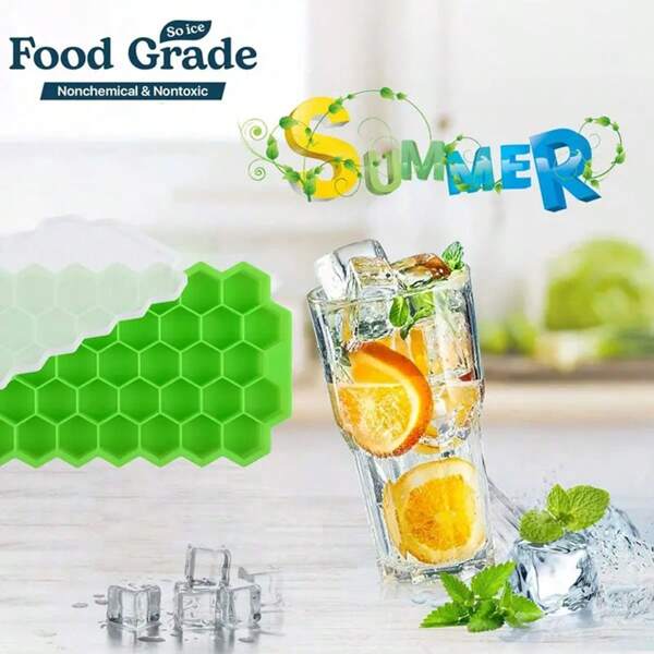 Bandeja de cubitos de hielo de silicona con panal de 37 compartimentos, molde flexible para hacer hielo para bebidas de verano, fácil de liberar y limpiar, regalo de Navidad, molde apilable para el congelador, accesorio esencial para bebidas frías, máquina de cubitos de hielo, bandeja de cubitos de hielo, cocina, accesorios de cocina, repostería, camping, bandeja de hielo, helado, bandeja, paquete de hielo, molde de silicona