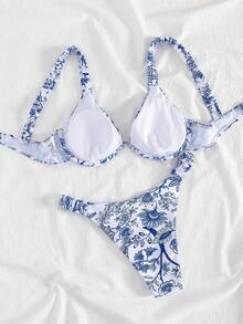 Dwuczęściowy zestaw bikini dla kobiet, europejski i amerykański nowy modny strój kąpielowy, oddzielny kostium z fiszbinami, szeroki pasek, elastyczny pas, świeży styl na wakacje na plaży