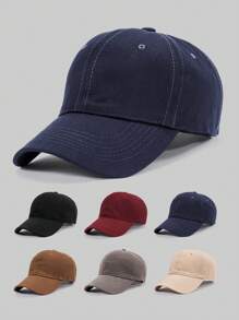 1pc Plain Casual Cute Polyester Quilted UV Protection Decorative Casual Vacation Sun Hat, Unisex Fashionable Commuter Baseball Cap, All Season - Curved Brim Hat - View 11