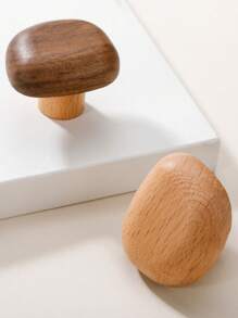 2 peças Puxadores de Gaveta de Madeira Natural com Orifício Único, Formas de Desenho Animado, Decoração de Armário/Guarda-roupa/Quarto de Crianças