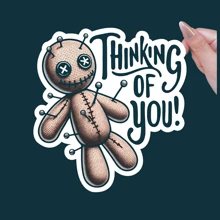 [Voodoo Doll Thinking Of You Sticker] Thinking Of You Voodoo Doll Vinyl Sticker For Luggage Water Bottle Laptop - Multicolor - View 9