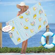 [1 件] 个性化冲浪猫沙滩巾，采用超细纤维制成，多用途毛巾，可机洗，超柔软吸水，旅行、露营、海滩、泳池必备，夏季、节日的绝佳礼物 - 彩色 - 查看 2