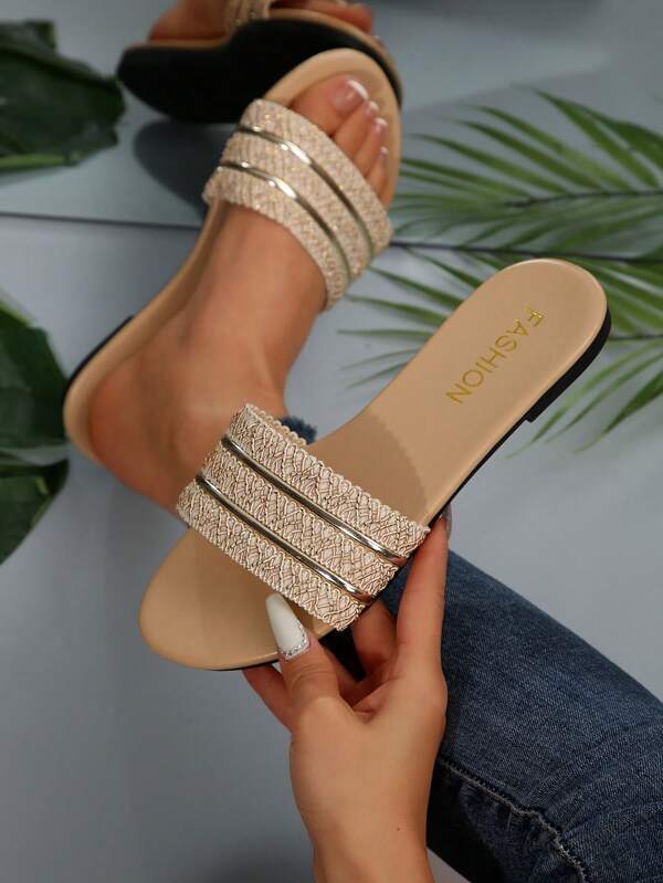 Teenager Mädchen Sommer Neu Soft Bottom Mode Flache Sandalen, Lässig Strand Urlaub Pantoffeln
