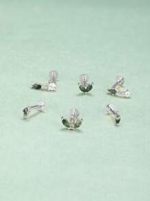 1 Stück Natürlicher Moos-Achat Ohrringe für Frauen|925 Sterling Silber Hypoallergen Schmuck|Vintage leichtgewichtige flache Knorpelohrstecker für den täglichen Gebrauch|Ohrnadeldurchmesser: 1,2 mm