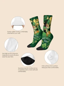 Calcetines decorativos de media pantorrilla color verde trébol, estilo irlandés, para el Día de San Patricio, calcetines de media pantorrilla lindos y divertidos de uso diario para niñas