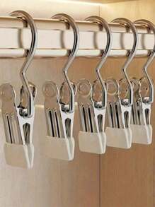10 Pieces Of Stainless Steel Clothes Clip, Laundry Clothes Nail With Hook, Portable Hanging Clothes Clip, Wardrobe Organizer, Hanger Dress Pants Shoes Jeans Boots Skirt,Beachwear,Spring,Minimalist,Summer Tops