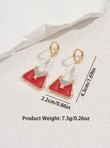 1 对法式可爱珍珠女士休闲耳环 - 彩色 - 查看 5