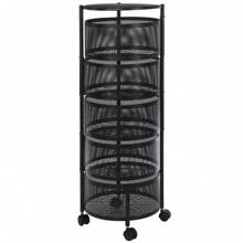 OYAJIA 6-Tier Round Rotating Kitchen Storage Cart: Space-Saving With 5 Circular Rotating Shelves. Ideal For Vegetables, Fruits & Kitchen Essentials. Mobile, Versatile & Perfect For Corner Organization