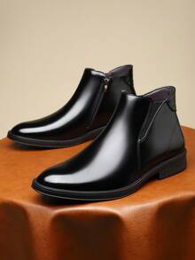 بوت جلدية رسمية للرجال، بوت تشيلسي ذات أصابع مدببة، بوت كاجوال منخفضة الكاحل، متعددة الاستخدامات للخريف/الشتاء