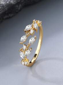 1pc Women's Adjustable White Cubic Zirconia & Black Stone Ring, Mother's/Valentine's/Wedding Gift