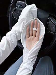 Unisex Breathable Sunscreen Arm Sleeve, Horseshoe-Shaped Gloves, Summer Driving Sleeves UV Protection, Quick-Dry Outdoor Driving Gloves