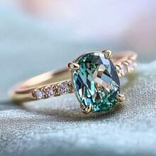 1 buc. Inel de logodnă rotund, elegant, placat cu aur de 14K, acvamarin, zirconiu cubic, accesoriu de lux pentru nunta de mireasă, cadou de bijuterii de ultimă generație pentru cei dragi, cadou de vacanță