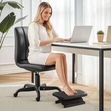 HOMCOM Footrest Adjustable Height & Angle Tilting Platform Home Office Foot Rest Black - Black - View 2
