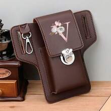 Stylish PU Leather Waist Bag For Men's Mobile Phone Waist Bags Fanny Pack Organizer Fashion Outdoor Storage Bag Lightweight Flip Phone Pack Belt Bag, Cards Holder-Holds Phone For Travel - Brown - View 15