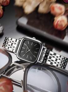 1pc Damesmode Casual Veelzijdig Vierkant Staafvormig Quartz Horloge, Geschikt Voor Dagelijks Gebruik
