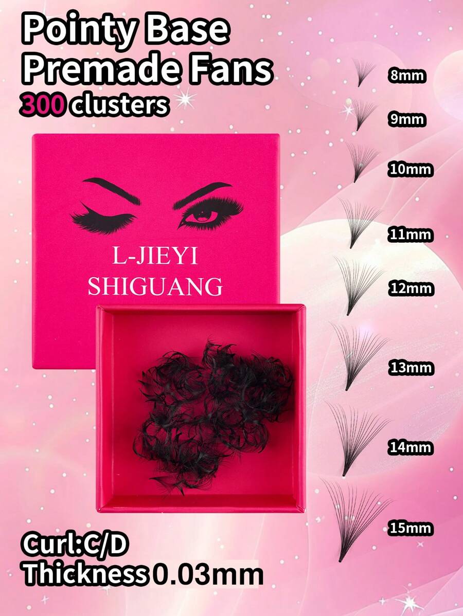 300 شعرة في العلبة، سمك 0.03 مم، لف C/D، 10D/12D/14D/16D/18D/20D/30D/40D، شعيرات ضيقة حادة مسبقة التجميع لتمديد الرموش، سهلة الحمل، طبيعية وناعمة، مناسبة للحفلات والسفر، رموش مستعارة مجموعة مجموعة مفردة، رموش مستعارة