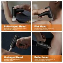 A Portable Electric Fascia Massage Gun, 4 Replaceable Massage Heads, 6-Speed Mode Adjustment, Deep Tissue Impact Muscles, Relieve Muscle Tension, For Body, Back And Neck Massage - 薄荷綠 - 查看 10