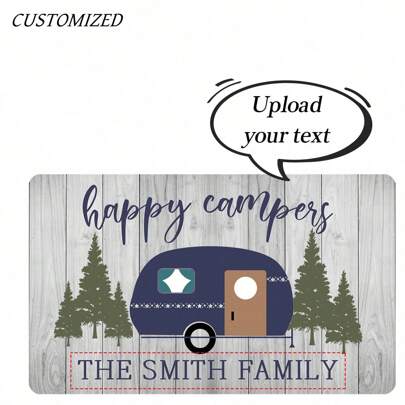 1 pieza Alfombra de baño personalizada "Feliz Camping", Alfombra de baño personalizada con texto personalizado, decoración de baño con tema de aventura al aire libre divertida y única, alfombra de baño personalizable para amantes de la naturaleza, agrega un toque de aventura a tu baño con un diseño de "Feliz Camping", alfombra de baño suave y absorbente con opción de texto personalizado Decoración de otoño Vuelta al colegio