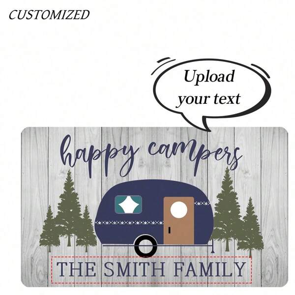 1 Stück personalisierte "Fröhliches Campen" Badematte, personalisierter Badteppich mit individueller Beschriftung, Lustige und einzigartige Outdoor-Abenteuer Badezimmer Deko, anpassbare Badematte für Naturliebhaber, bringen Sie mit einem "Fröhliches Campen" Design eine Prise Abenteuer in Ihr Badezimmer, weich und saugfähig mit Option für individuelle Beschriftung Sommer Schulanfang