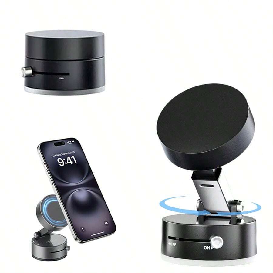 Magnetic Vacuum Cup Mobile Phone Stand, Folding Rotary Stand, Double-Sided Suction Cup Universal Vacuum Rotary Stand, Suitable For Car/Gym/Mirror/Smooth